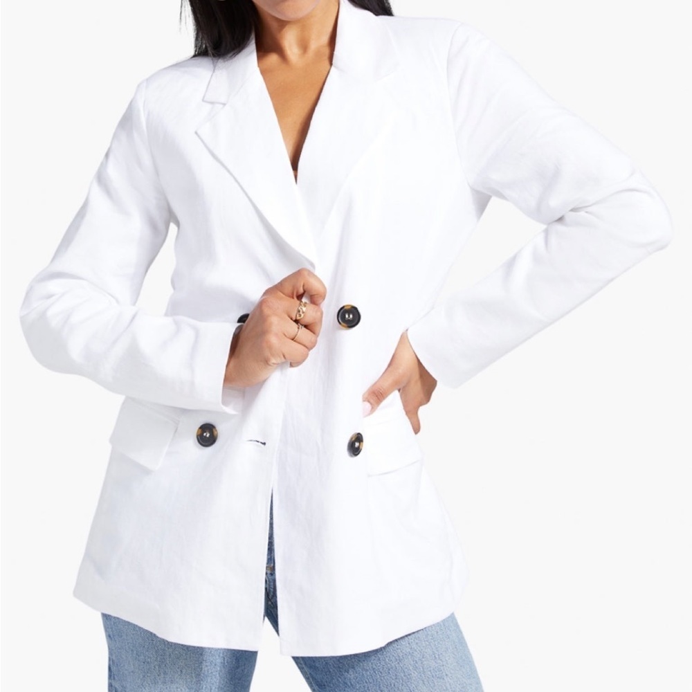 White Tailored Linen Blazer